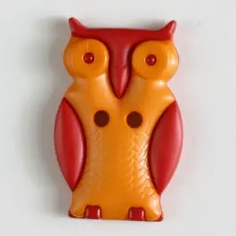 Kinderknopf schlaue Eule mit 2 Löchern – Größe: 25mm – Farbe: orange Bestseller