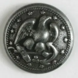 Bestseller Metallknopf Greifvogel mit Öse – Größe: 15mm – Farbe: altzinn