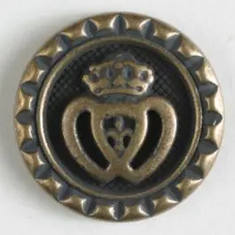 Metallknopf Krone mit Öse – Größe: 15mm – Farbe: altmessing Ab Werk