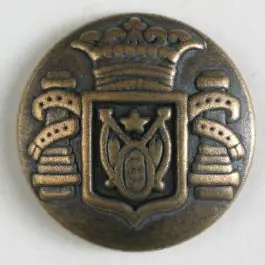Markenware Metallknopf Wappen mit Öse – Größe: 23mm – Farbe: altmessing