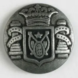 Metallknopf Wappen mit Öse – Größe: 23mm – Farbe: altzinn Neu