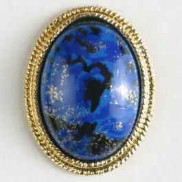 Zweiteiliger Knopf mit extravagantem Muster und aufwändigem Goldrand mit Öse – Größe: 18mm – Farbe: blau Günstig