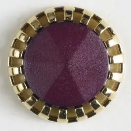 Zweiteiliger Knopf mit strahlenförmigem Goldrand mit Öse – Größe: 18mm – Farbe: lila Echt