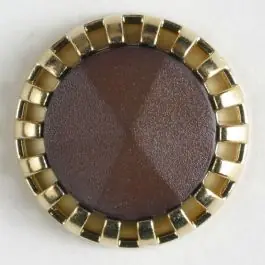 Saisonangebot Zweiteiliger Knopf mit strahlenförmigem Goldrand mit Öse – Größe: 23mm – Farbe: braun