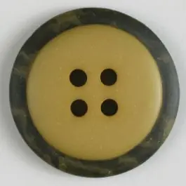 Neu Im Sortiment Polyesterknopf mit marmoriertem schwarzem Rand mit 4 Löchern – Größe: 18mm – Farbe: gelb