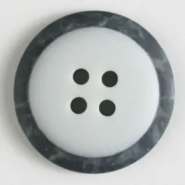 Polyesterknopf mit marmoriertem schwarzem Rand mit 4 Löchern – Größe: 30mm – Farbe: grau Neu
