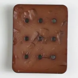 Polyamidknopf rechteckig mit 9 Löchern zur Individualisierung mit Garn – Größe: 54mm – Farbe: braun Premium