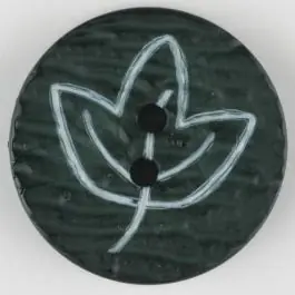 Polyamidknopf mit herbstlichem Laubmotiv, 2 Loch – Größe: 23mm – Farbe: grün Versand Am Gleichen Tag