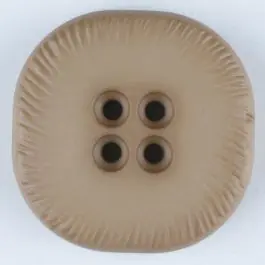 Polyamidknopf, viereckig, 4-Löcher optisch dunkler abgesetzt – Größe: 23mm – Farbe: beige Markenware