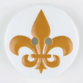 Polyamidknopf Fleur de Lis, bedruckt, 2-loch – Größe: 30mm – Farbe: gelb Direkt Vom Hersteller