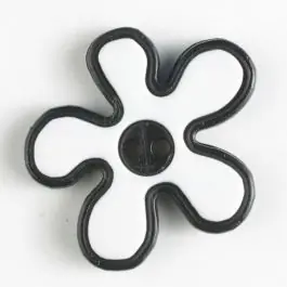 Ab Werk hübscher Blumenknopf mit farbiger Umrandung, 2-loch – Größe: 20mm – Farbe: weiss