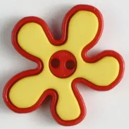 hübscher Blumenknopf mit farbiger Umrandung, 2-loch – Größe: 20mm – Farbe: gelb Jetzt Kaufen