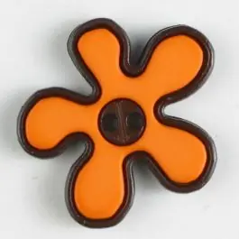 hübscher Blumenknopf mit farbiger Umrandung, 2-loch – Größe: 20mm – Farbe: orange Top-Angebot