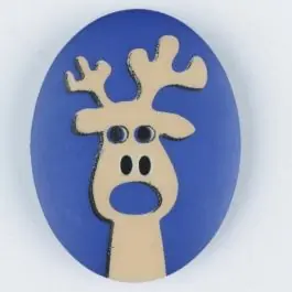 Polyamidknopf oval mit aufgedruckten Elch – Größe: 23mm – Farbe: blau Sichere Zahlung