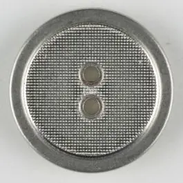 Vollmetallknopf, gehämmerter Innenbereich glatt umrandet, 2 Loch – Größe: 18mm – Farbe: mattsilber Sichere Zahlung