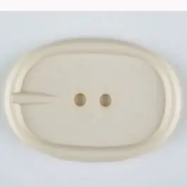 Echt Polyamidknopf im Gürtelschnallenlook, 2-loch – Größe: 45mm – Farbe: beige