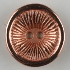 Vollmetallknopf rund, mit Sonnenstrahlen und hochgezogenem Rand, 2 Loch – Größe: 28mm – Farbe: hellkupfer – Art.Nr. 360486 Bestseller