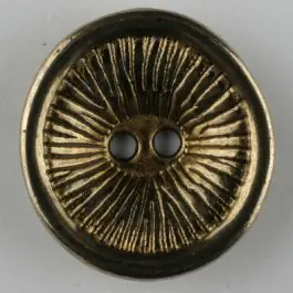 Vollmetallknopf rund, mit Sonnenstrahlen und hochgezogenem Rand, 2 Loch – Größe: 18mm – Farbe: altgold – Art.Nr. 320644 Angebot