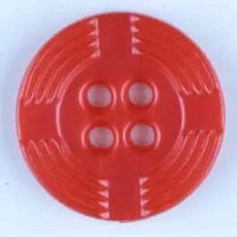 Neue Ware Polyamidknopf, breiter Rand, mit unterbrochenen Rillen durchzogen, rund, 4 loch – Größe: 13mm – Farbe: rot – Art.Nr. 214712