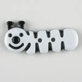 Highlight Kinderknopf grinsende Raupe -Größe: 30mm – Farbe: weiß – Art.Nr. 341115