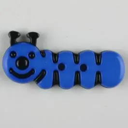 Kinderknopf grinsende Raupe – Größe: 30mm – Farbe: blau – Art.Nr. 341118 Günstig