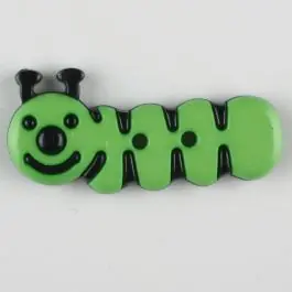 Kinderknopf grinsende Raupe -Größe: 30mm – Farbe: grün – Art.Nr. 341119 Preisknaller