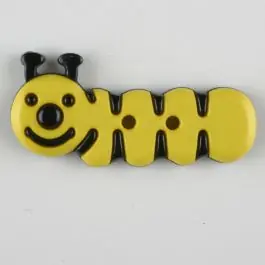 Neue Kollektion Kinderknopf grinsende Raupe -Größe: 30mm – Farbe: gelb – Art.Nr. 341122
