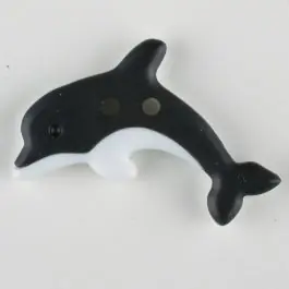 Kinderknopf zweifarbiger springender Delphin – Größe: 30mm – Farbe: schwarz – Art.Nr. 341126 Bestpreis