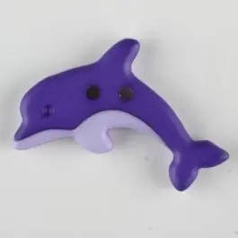 Versand Am Gleichen Tag Kinderknopf zweifarbiger springender Delphin – Größe: 30mm – Farbe: lila – Art.Nr. 341129