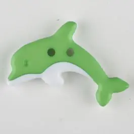 Kinderknopf zweifarbiger springender Delphin – Größe: 30mm – Farbe: grün – Art.Nr. 341130 Weltweiter Versand
