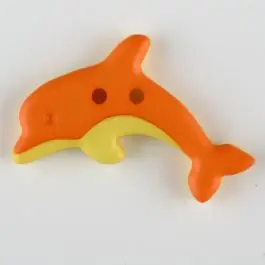 Kinderknopf zweifarbiger springender Delphin – Größe: 30mm – Farbe: orange – Art.Nr. 341132 Schnäppchen