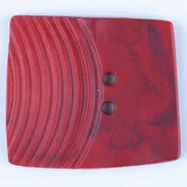 Polyamidknopf, marmoriert, eine Hälfte mit Rillen, die andere glatt, quadratisch, 2 loch – Größe: 38mm – Farbe: rot – Art.Nr. 375709 Heute Kaufen