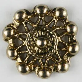 sternförmiger Vollmetallknopf mit Perlenbesatz, rund, Öse – Größe: 18mm – Farbe: altgold – Art.Nr. 331056 Versand Am Gleichen Tag