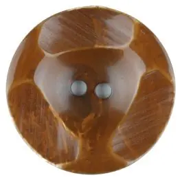 Handgefertigt Polyesterknopf glänzend, mit Vertiefungen, rund, 2 Loch – Größe: 20mm – Farbe: braun – Art.Nr. 336701
