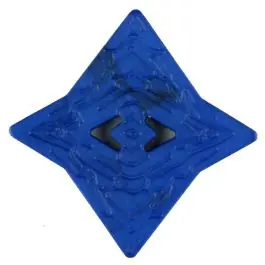 Heißes Angebot Polyamidknopf mit unebener Oberfläche und pfeilförmigen Löchern, kantig, 2 loch – Größe: 25mm – Farbe: blau – Art.Nr. 316705