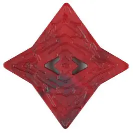 Sale Polyamidknopf mit unebener Oberfläche und pfeilförmigen Löchern, kantig, 2 loch – Größe: 32mm – Farbe: rot – Art.Nr. 376742