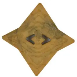 Polyamidknopf mit unebener Oberfläche und pfeilförmigen Löchern, kantig, 2 loch – Größe: 32mm – Farbe: gelb – Art.Nr. 376743 Neue Kollektion