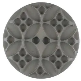 Polyamidknopf mit rautenförmigen Ornamenten, rund, 2 loch – Größe: 28mm – Farbe: braun – Art.Nr. 336714 Kostenloser Rückversand