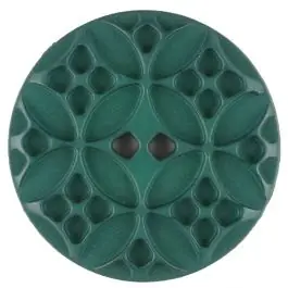 Polyamidknopf mit rautenförmigen Ornamenten, rund, 2 loch – Größe: 28mm – Farbe: grün – Art.Nr. 336717 Preis Gesenkt