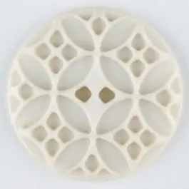 Garantierte Lieferung Polyamidknopf mit rautenförmigen Ornamenten, rund, 2 loch – Größe: 34mm – Farbe: beige – Art.Nr. 376710