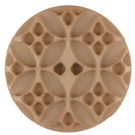 Polyamidknopf mit rautenförmigen Ornamenten, rund, 2 loch – Größe: 34mm – Farbe: beige – Art.Nr. 376711 Mengenrabatt