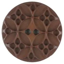 Finale Aktion Polyamidknopf mit rautenförmigen Ornamenten, rund, 2 loch – Größe: 34mm – Farbe: braun – Art.Nr. 376713