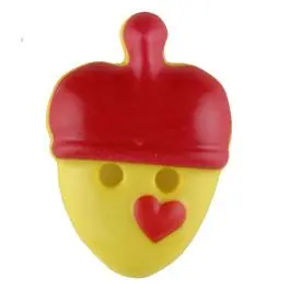 Kinderknopf lustige Eichel mit Stern – Größe: 20mm – Farbe: rot – Art.Nr. 310959 Sichere Zahlung