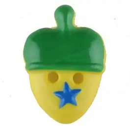 Letzte Chance Kinderknopf lustige Eichel mit Stern – Größe: 20mm – Farbe: grün – Art.Nr. 310961