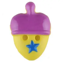 Kinderknopf lustige Eichel mit Stern – Größe: 20mm – Farbe: lila – Art.Nr. 310962 Neu