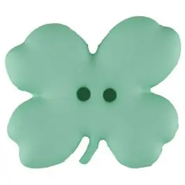 Im Trend Kinderknopf vierblättriges Kleeblatt -Größe: 23mm – Farbe: grün – Art.Nr. 310950