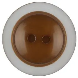 Exklusiv Polyesterknopf dezent umrandet mit 2 Löchern – Größe: 28mm – Farbe: braun – Art.Nr. 387715