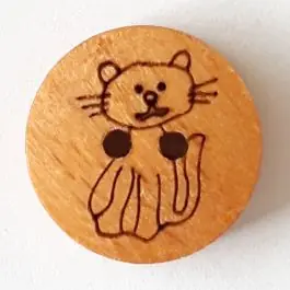 Kinderknopf Katze Pussycat aus echtem Holz – Größe: 15mm – Farbe: braun – Art.Nr. 241240 Im Trend
