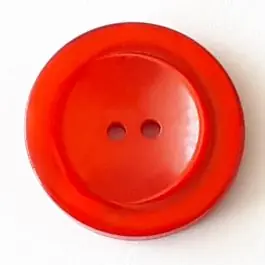 Preiswert Polyesterknopf mit breitem Rand mit 2 Löchern – Größe: 23mm – Farbe: rot – Art.Nr. 348710