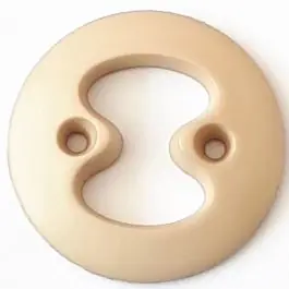 Polyamidknopf mit interessanter Ausstanzung mit 2 Löchern – Größe: 28mm – Farbe: beige – Art.Nr. 338725 Highlight